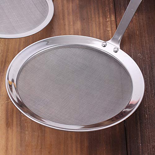 Fat Skimmer Spoon, Stainless Steel Fine Mesh Strainer Hot Pot Foam Grease Oil Skimming (Dia 5.5 Inch)