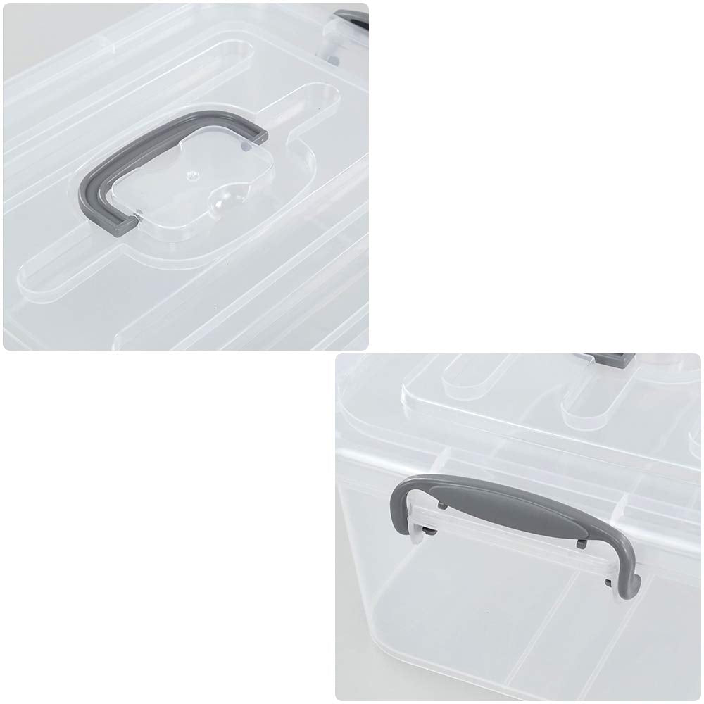 Kekow 2-Pack Clear Storage Latch Box, Plastic Containers With Lids, 8 L