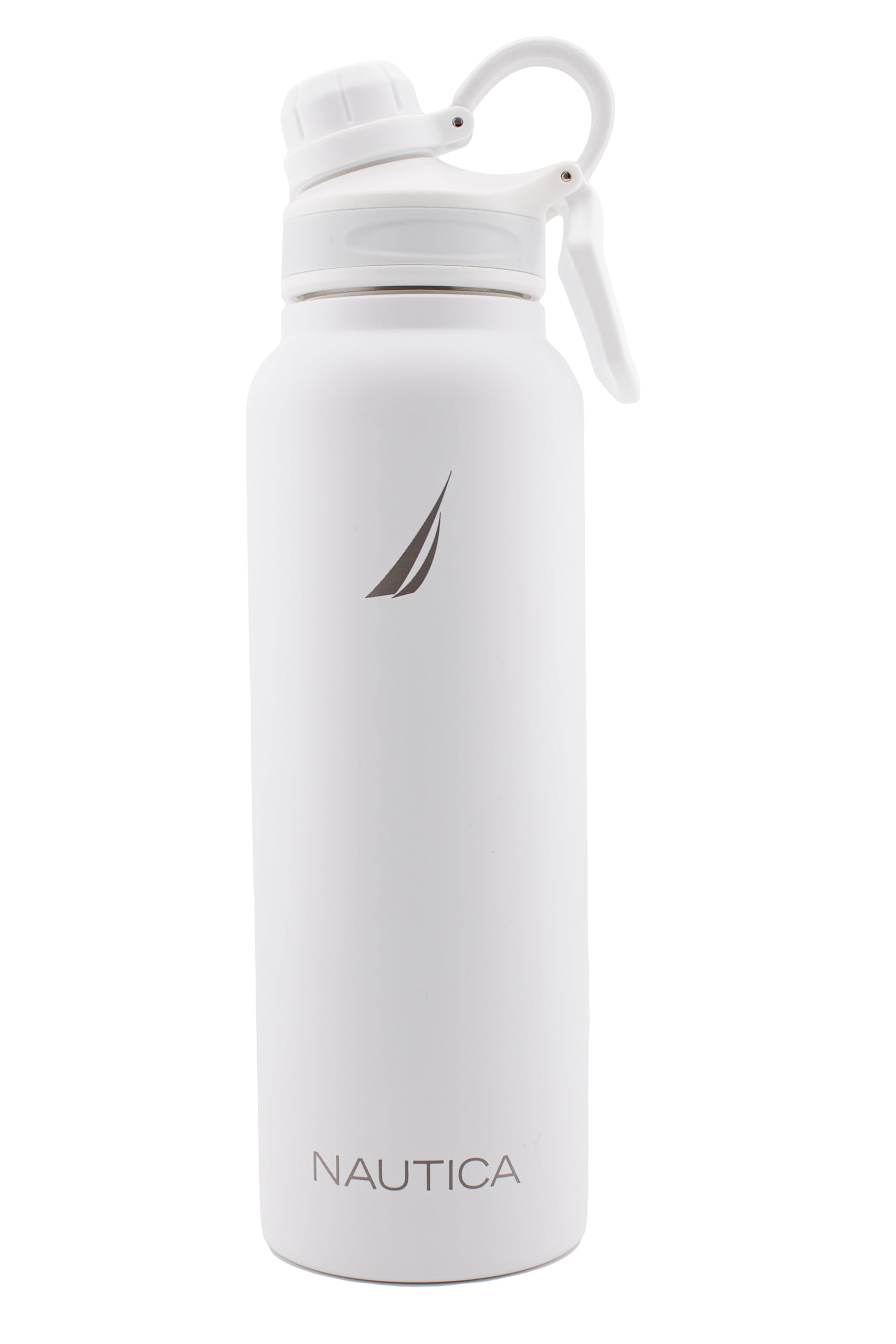 NAUTICA Double Wall Stainless Steel Tumbler With ScrewOn Cap, 40 oz Cold And Hot Drink (White)