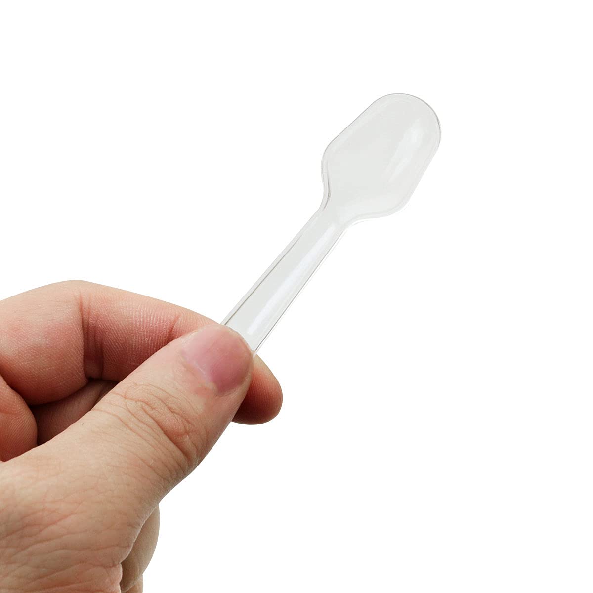 Zzhxsm 100Pcs Plastic Clear White Ice Cream Dessert Scoops Disposable Tasting Spoon Scoops For Kitchen Tableware, 3 Inch Long