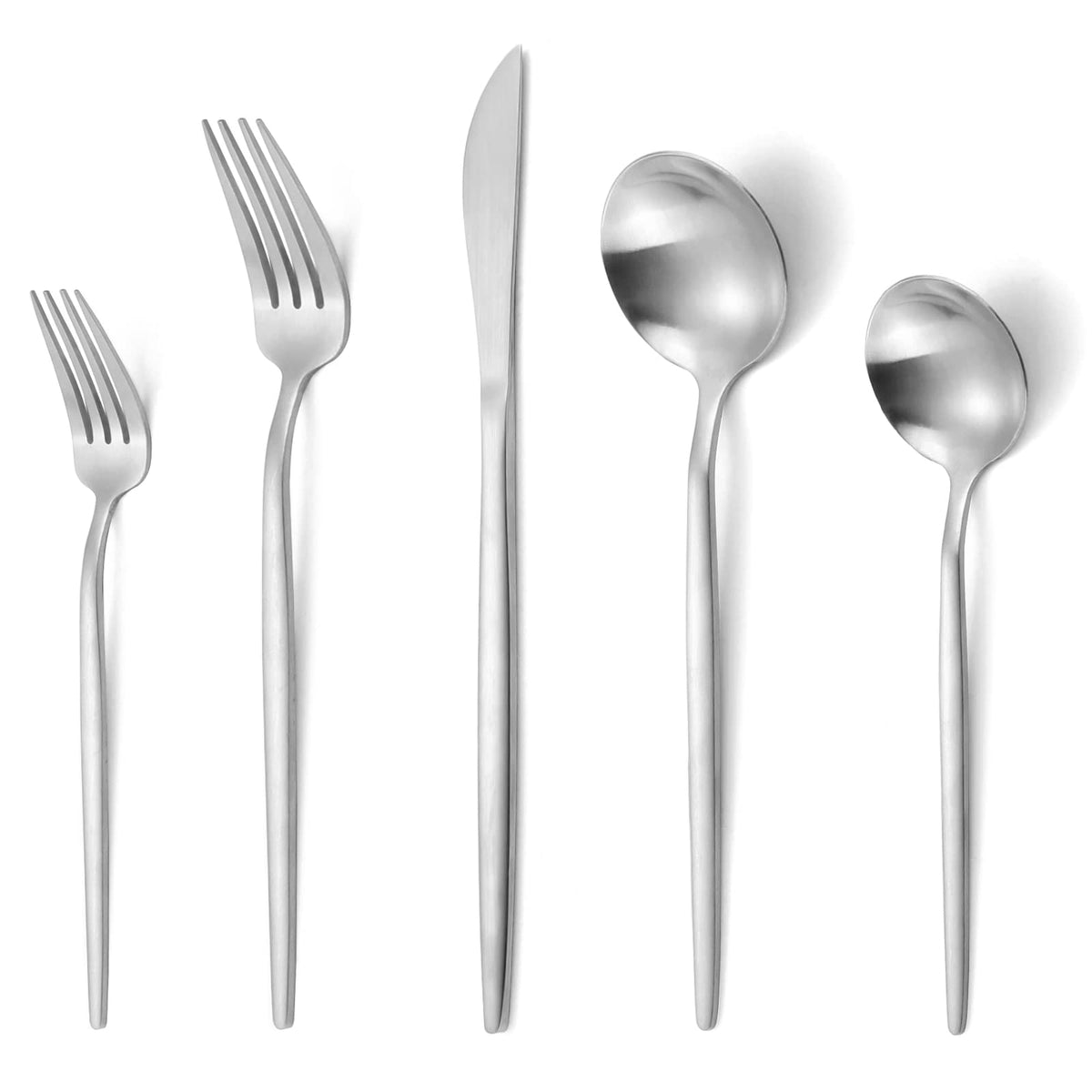Matte Silverware Set, Vanvro 20-Piece Stainless Steel Flatware Set, Satin Finish Tableware Cutlery Set, Service For 4, Home And