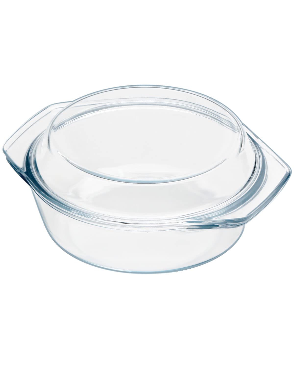 Clear Round Glass Casserole With Lid By Nutriups | Covered Glass Ovenware With Lid, 1 L