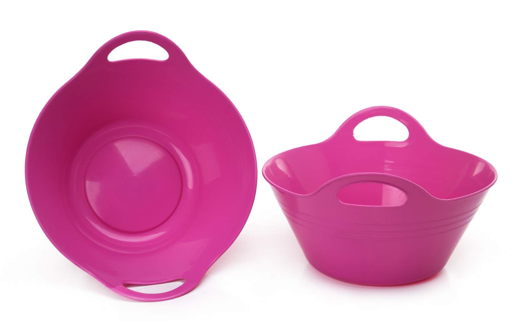 Mintra Home Plastic Bowls With Handles (18L Medium 2Pk, Fuchsia)