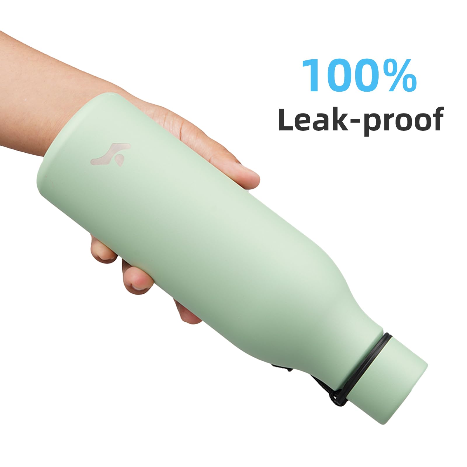 Konokyo Insulated Water Bottle With Strap,18 Oz Double Wall Stainless Steel Vacuum Bottles Metal Water Flask,Macaron Green