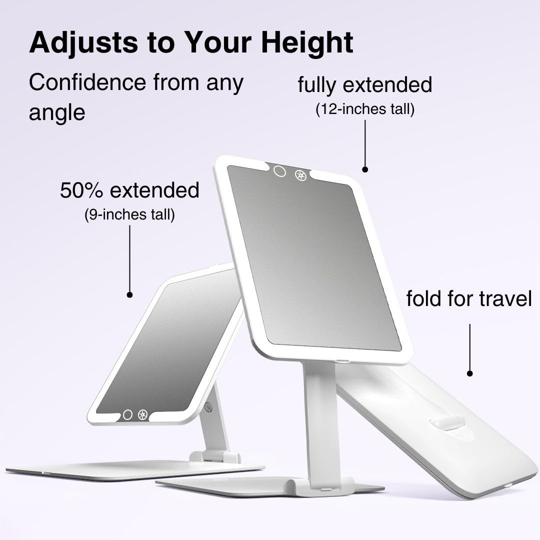 Fancii Rechargeable Travel Makeup Mirror With Bright Led Lights And 3 Color Modes - Ultra Thin, Portable And Lightweight, Touch