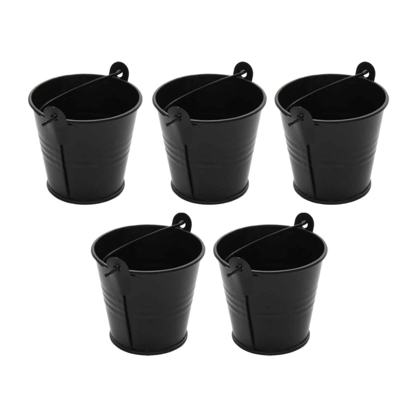Enakshi 5X Galvanized Metal Buckets Container Rustic Party Favors Sturdy Ice Buckets Black|Gardening Supplies | Plant Care, Soil