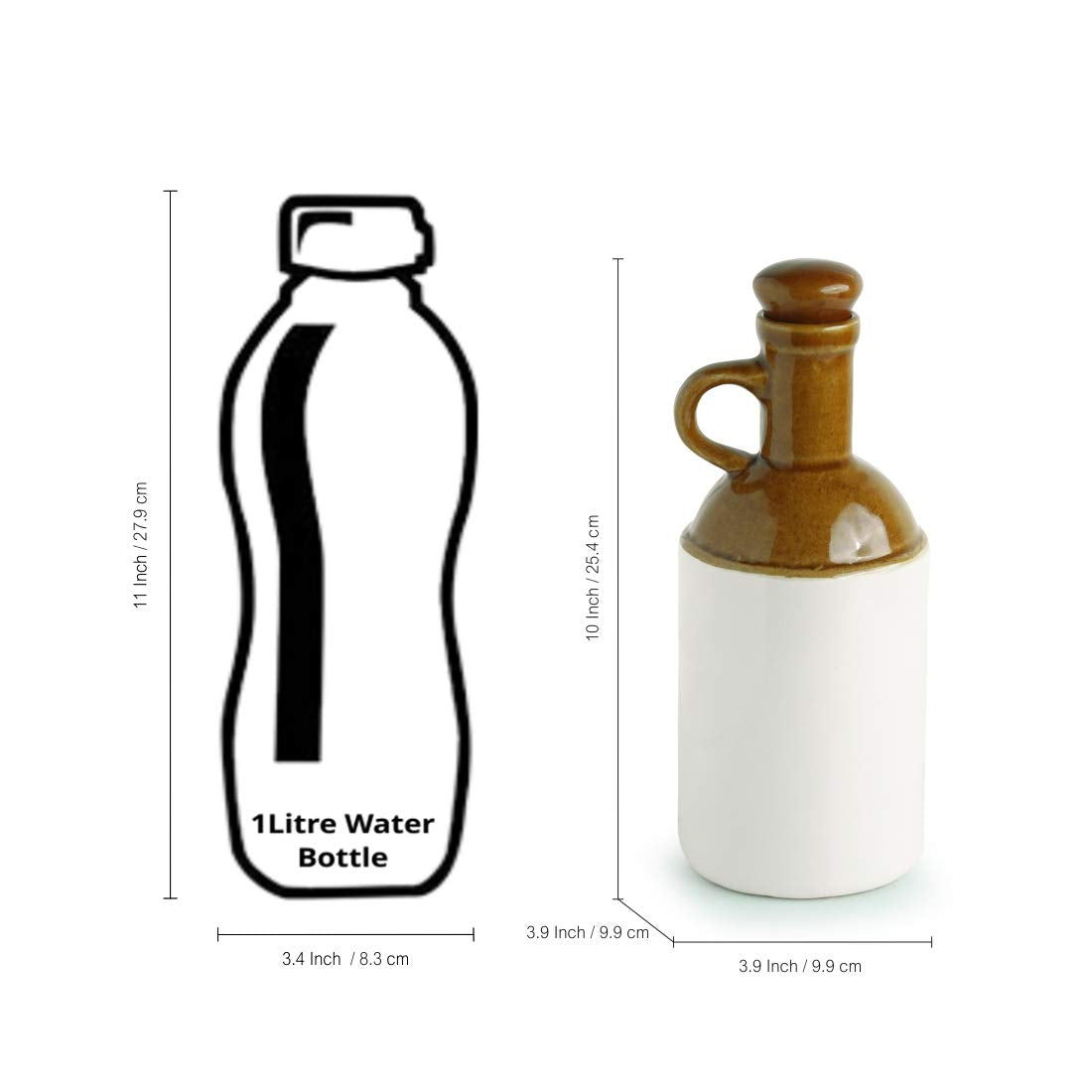 Exclusivelane Old Fashioned Hand Glazed Studio Pottery Ceramic Oil Bottle (1000 Ml) - Cooking Oil Dispenser Containers Vinegar