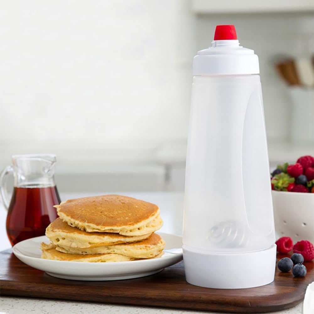 Large Pancake Batter Dispenser 1000ml with Measurement Marks, Commercial-Grade Squeeze Bottle, Leak-Proof & Shake-Proof Design, 