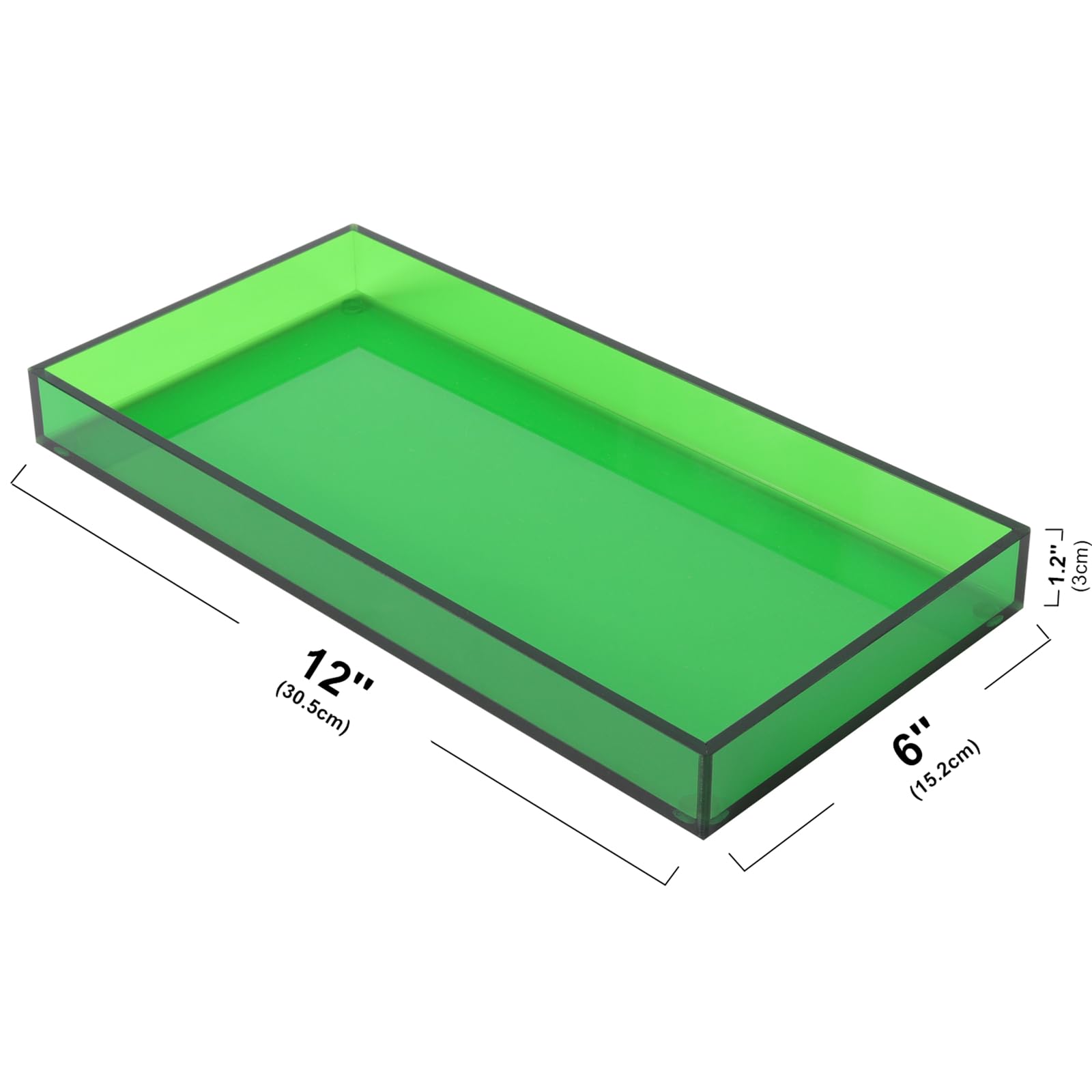 Acrylic Tray For Vanity Makeup Perfume Jewelry 12X6'' Small Decorative Tray For Bathroom Dresser Tops Candle Sink Counter, Emera