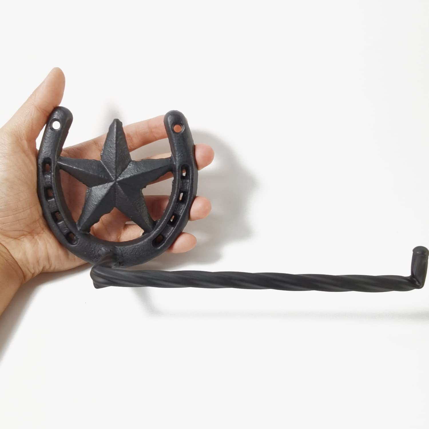 Nsbell 2Pcs Cast Iron Horseshoe Toilet Paper Holder Western Decor Southwestern Bathroom Toilet Paper Holder Cast Iron Wall Decor