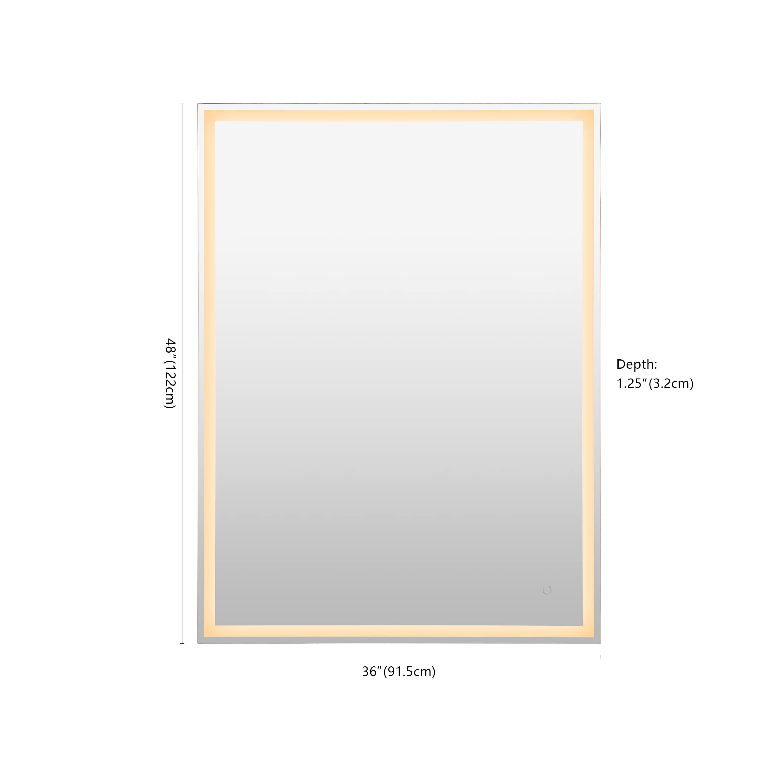 JONATHAN Y MIR100A-3648 Pax 48'' x 36'' Rectangular Frameless Anti-Fog Aluminum Front/Back-lit Tri-Color LED Bathroom Vanity Mirror with Smart Touch Control  White
