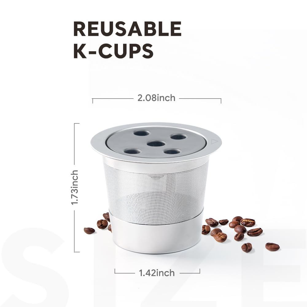 2 Pack Stainless Steel Reusable K Cups For K Eurig Supreme & Supreme Plus, Five Hole Universal K-Eurig Reusable Refillable Coffe