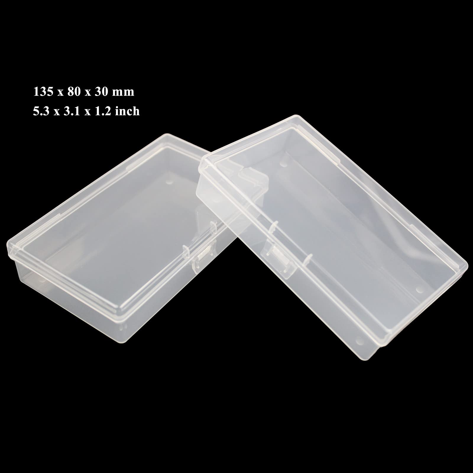 Ljy 12 Pieces Rectangular Empty Mini Clear Plastic Organizer Storage Box Containers With Hinged Lids (5.3 X 3.1 X 1.2 Inch, Tran