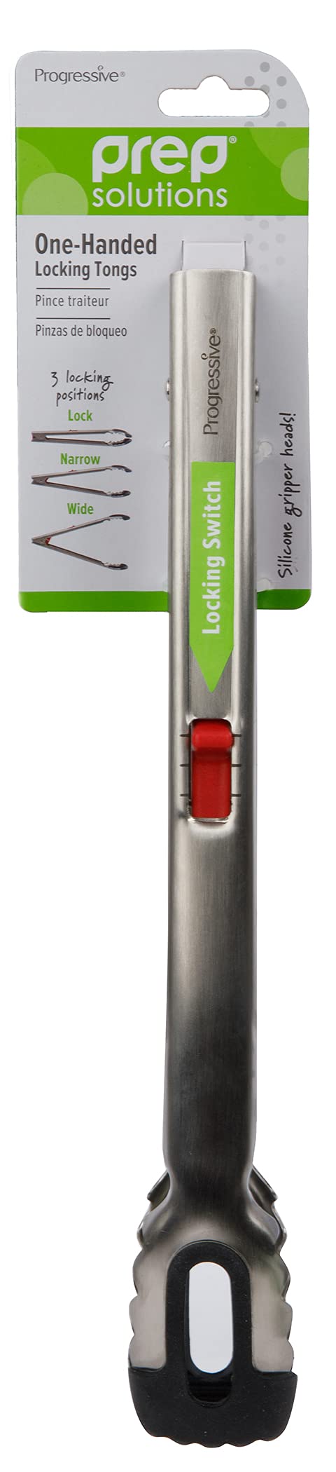 Prep Solutions 12 Inch Stainless Steel, One-Handed Locking Tongs