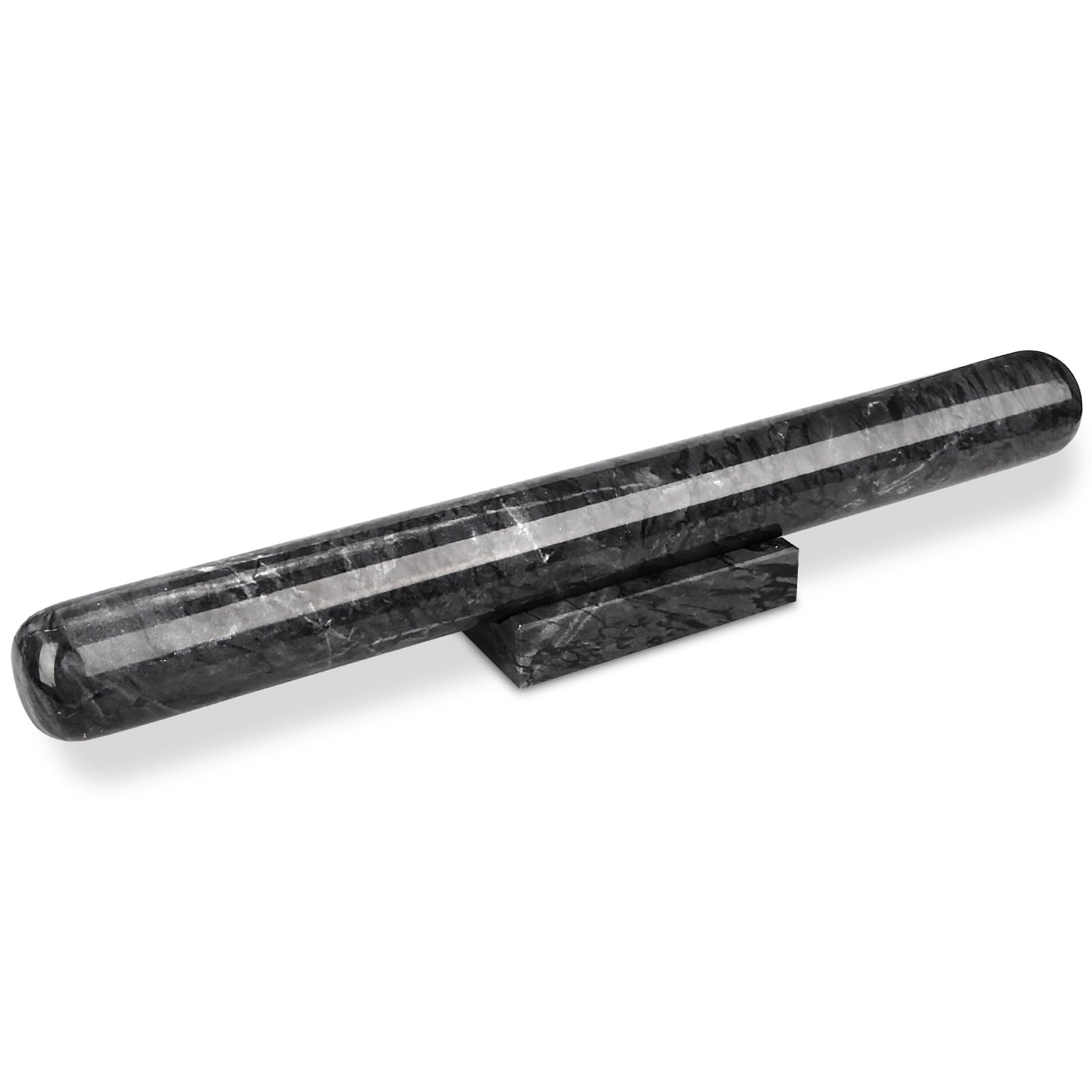 HESHIBI Marble Rolling Pin with Stand, 15.7 Black Stone French Heavy Polished Non Stick Cookie Pizza Pastry Dough Baker Roller f