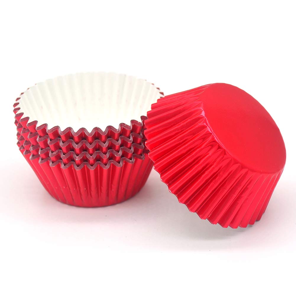 Mombake Standard Red Foil Cupcake Liners Muffin Baking Cups For Party And More, 100-Count