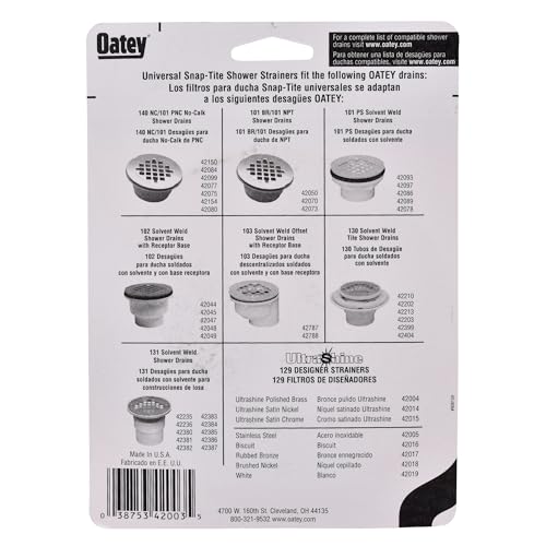 Oatey 4-1/4 In. Carded White Plastic Snap-Tite Strainer
