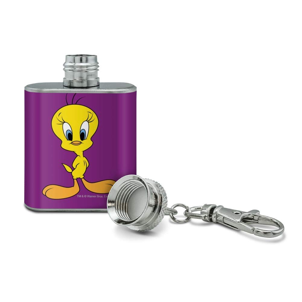 Looney Tunes Tweety Bird Stainless Steel 1Oz Mini Flask Key Chain