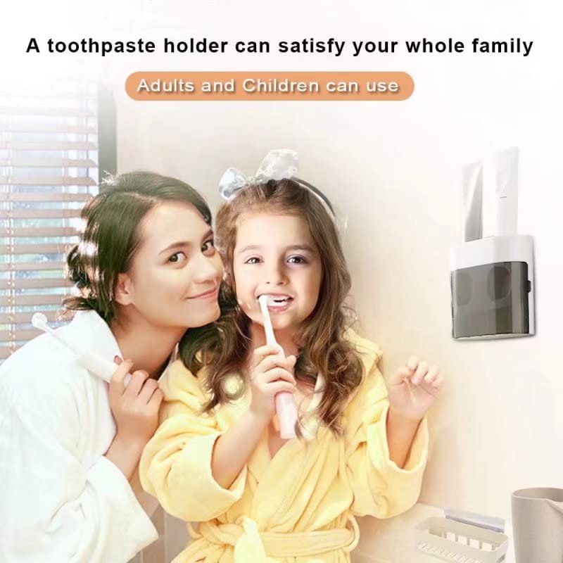 Staider Wall-Mounted Electric Toothbrush Holder With Two Toothpaste Squeezers And Toothbrush Storage Box. Automatic Dispenser Wi