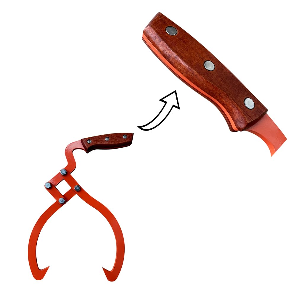 Wood Handle 2 Claw Skidding Tongs Non-Slip Grip, Log Lifting, Handling, Dragging & Carrying Tool (18 In)