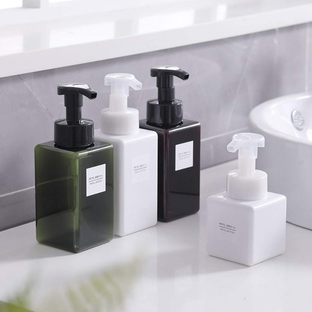 Uujoly Foaming Soap Dispenser, 250Ml (9Oz) Refillable Pump Bottle For Liquid Soap, Shampoo, Body Wash (2 Pcs) (Small White)