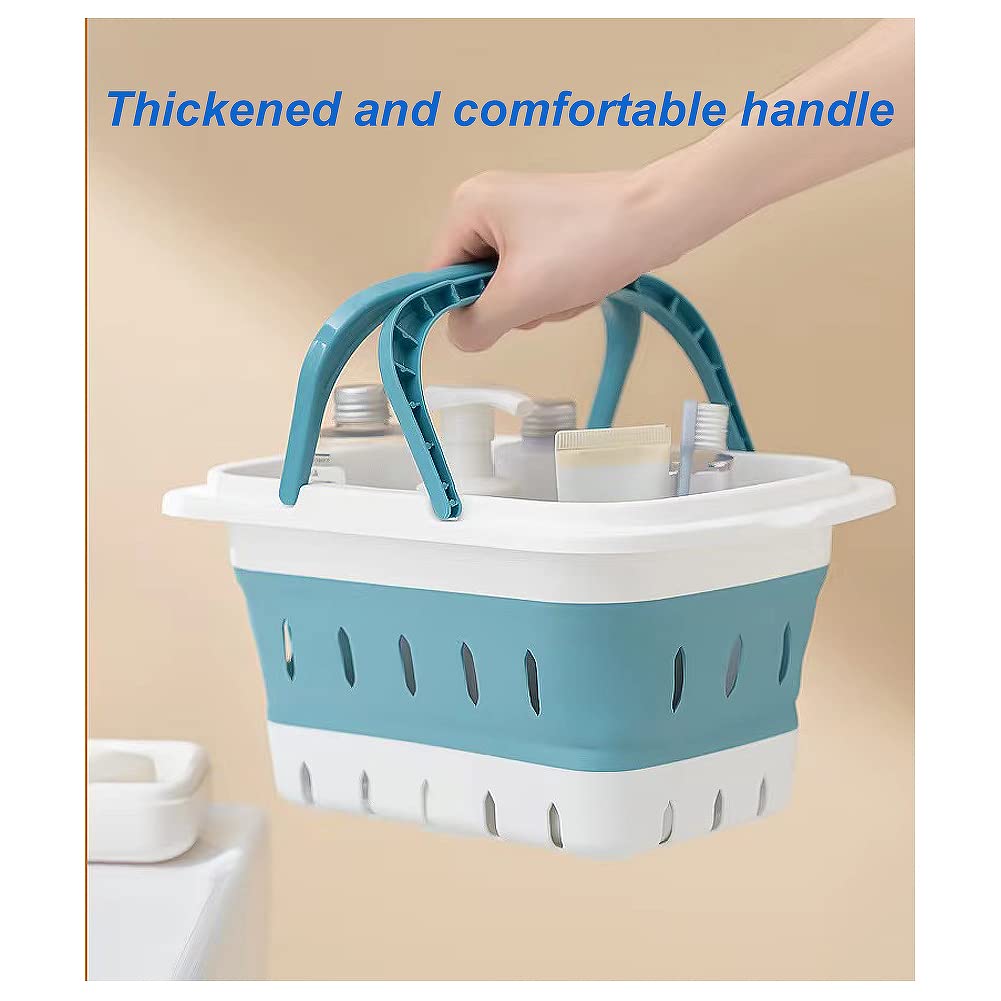 Anniya 2 Pack Portable Shower Caddy Tote, Plastic Storage Collapsible Basket With Handles, Box Organizer Bin For Bathroom, Kitch