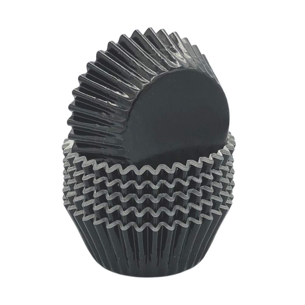 Huaswan Classic Black Paper-Lined Foil Cupcake Liners Standard Baking Cups For Party And More, 120-Count