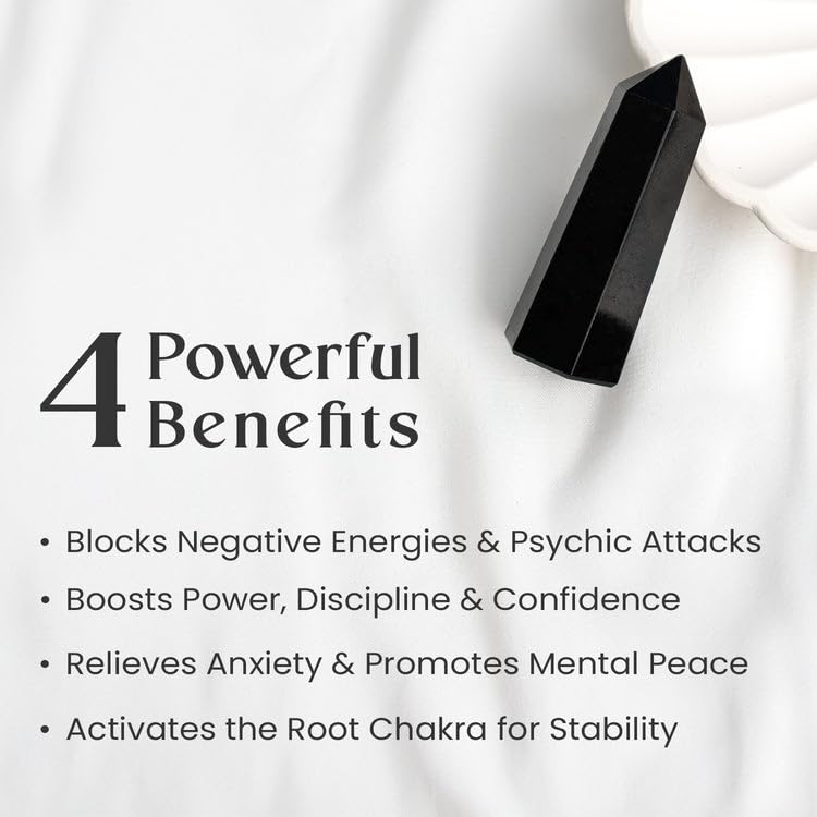 Astrotalk Black Tourmaline Crystal Tower | Natural Black Tourmaline Stone for Healing & Stress Relief | Vastu Items for Home Decor | Office Table Decoration Items | Gift for Man & Woman
