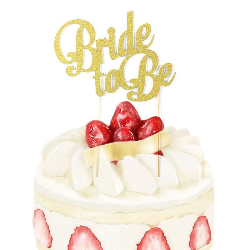 Ziory 1 Pc Golden Glitter Bride To Be Cake Topper For Decoration (15 * 12Cm)