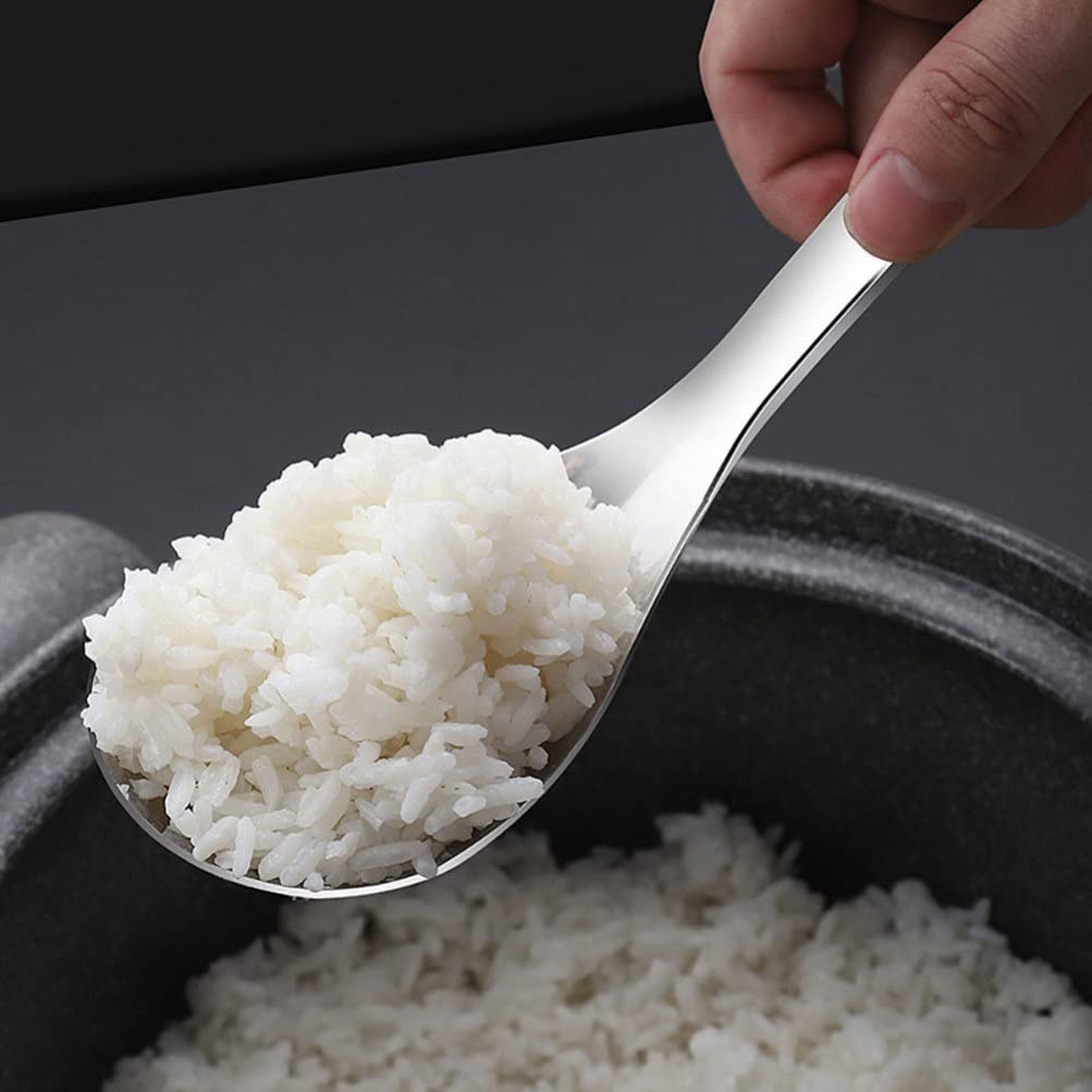 Luxshiny Rice Scooper Stainless Steel Rice Spoon, Rice Paddle Large Soup Spoon Kitchen Utensil For Home Kitchen Stainless Steel