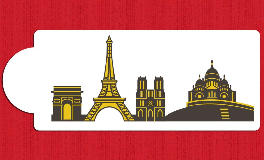 Paris Detailed Skyline Cake Stencil Side C1002 By Designer Stencils