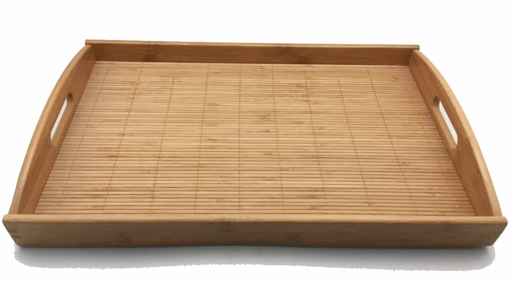 Japanbargain , Large Bamboo Tray With Handle For Tea Lunch Dinner Butler Serving Tray Shelf Tray, 20 X 13''