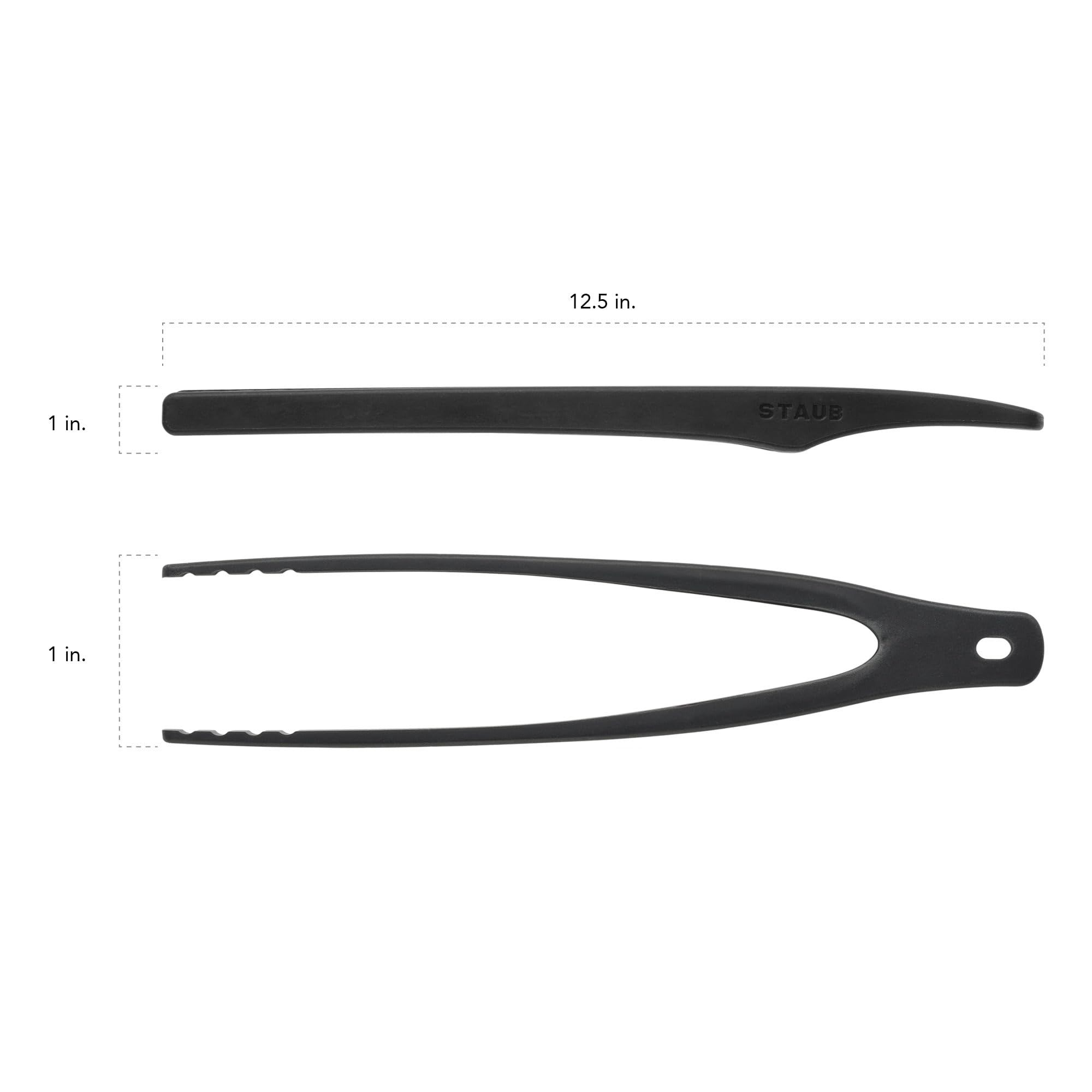 Staub Tongs, 12.25-Inch, Great For Flipping Or Turning Foods, Durable Bpa-Free Matte Black Silicone, Safe For Nonstick Cooking S