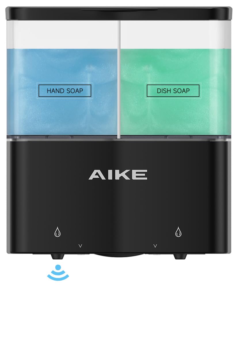 Aike Double Automatic Soap And Shower Dispenser Wall Mount 2 Chambers Dispenser Ipx7 Waterproof 2 X 17 Fl Oz. Black