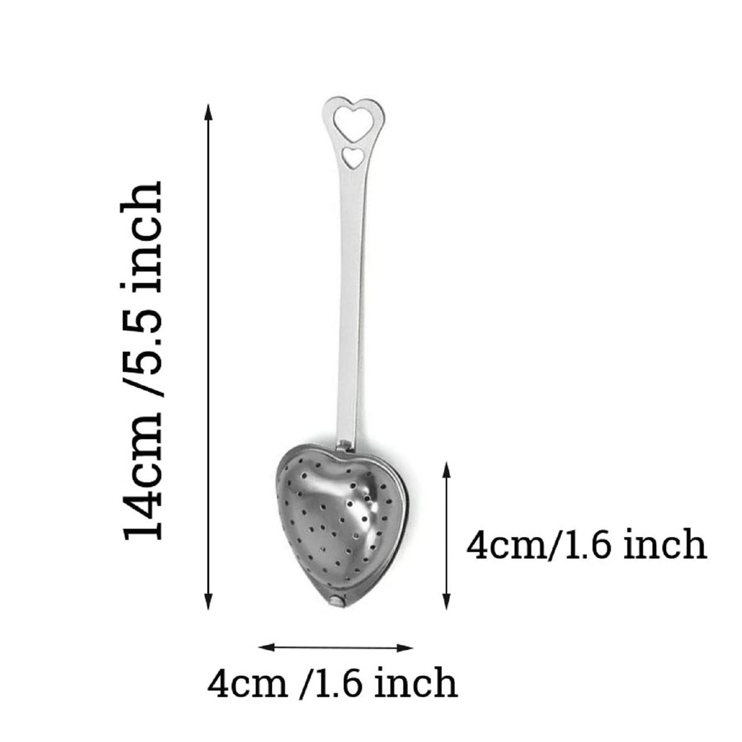 Miao Jin 12Pcs Stainless Steel Tea Infuser Mesh Heart Shaped Tea Strainer Spoon Sugar Flour Sifters Filters Tea Interval Diffuse