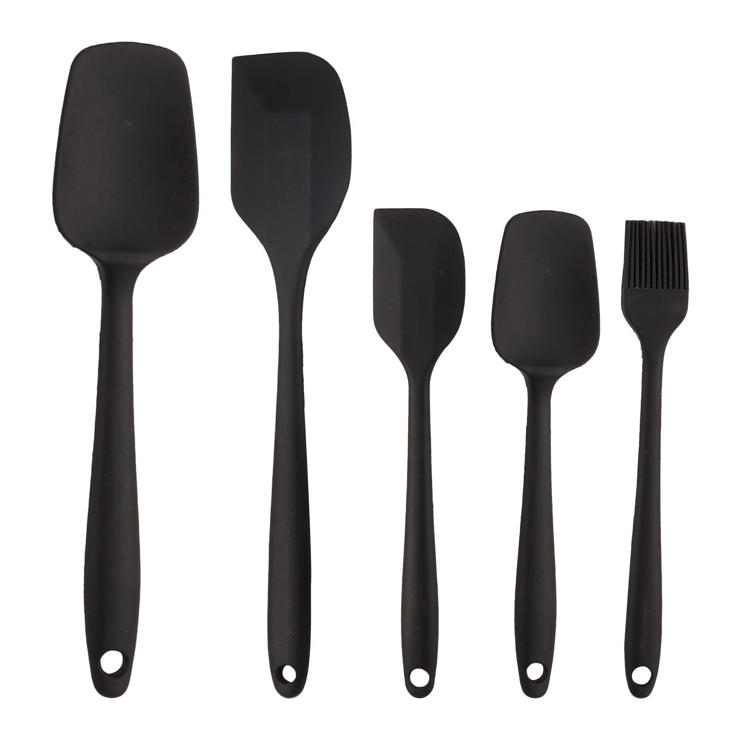 P Plus Fire Silicone Spatula Set Include 5 Spatulas Heat Resistant Rubber Holder Kitchen Utensils One Piece Design With Stainles