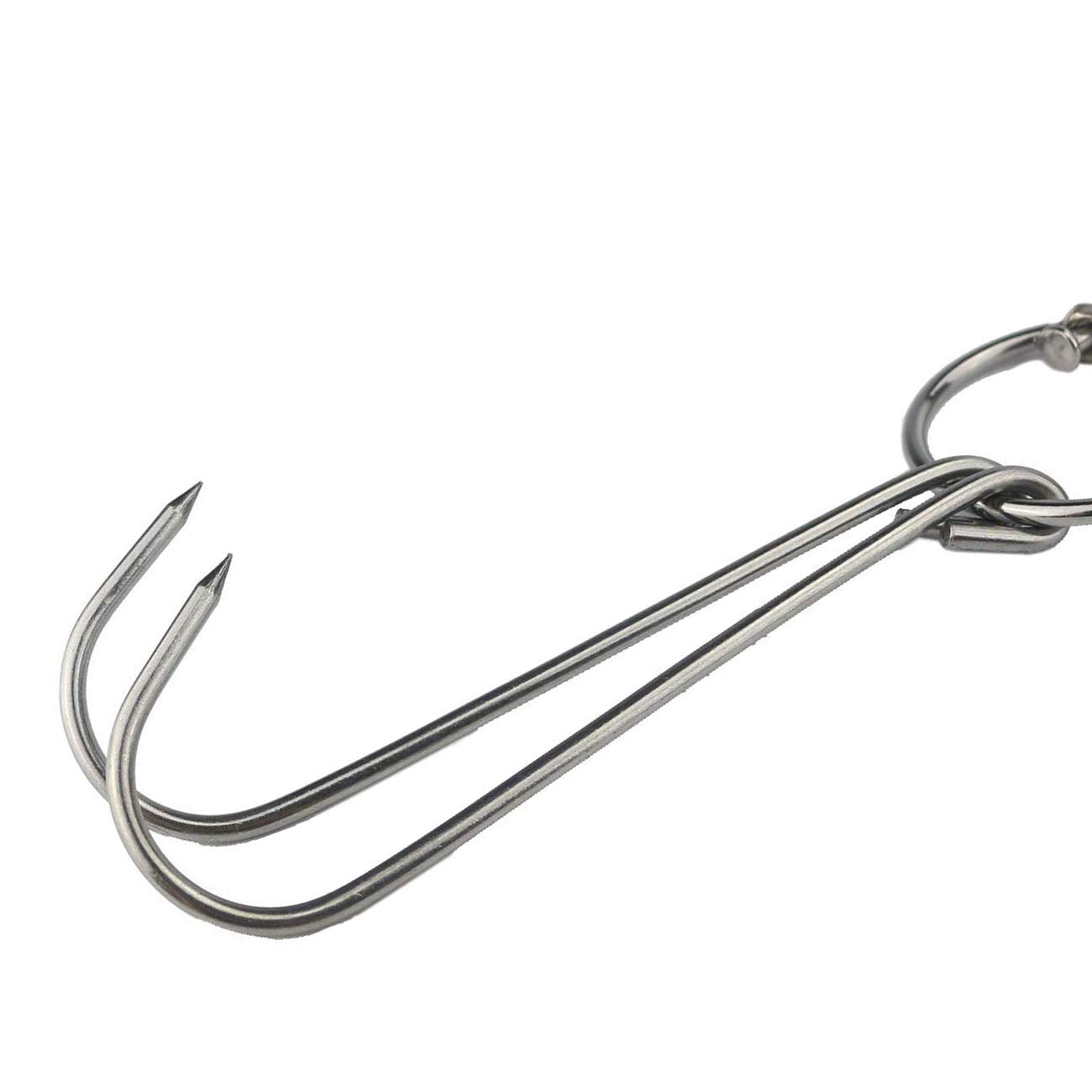 Tihood 6Pcs 9.4'' Stainless Steel Double Meat Hooks Roast Duck Bacon Shop Hook Bbq Grill Hanger Cooking Tools Accessories (6 Pac