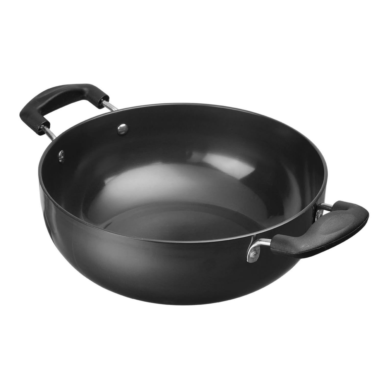 Vinod Black Pearl Hard Anodised Non Stick Deep Kadhai - 2.1 Ltr, 20 Cm | 3.25Mm Thickness | Kadai For Cooking | Metal Spoon Frie