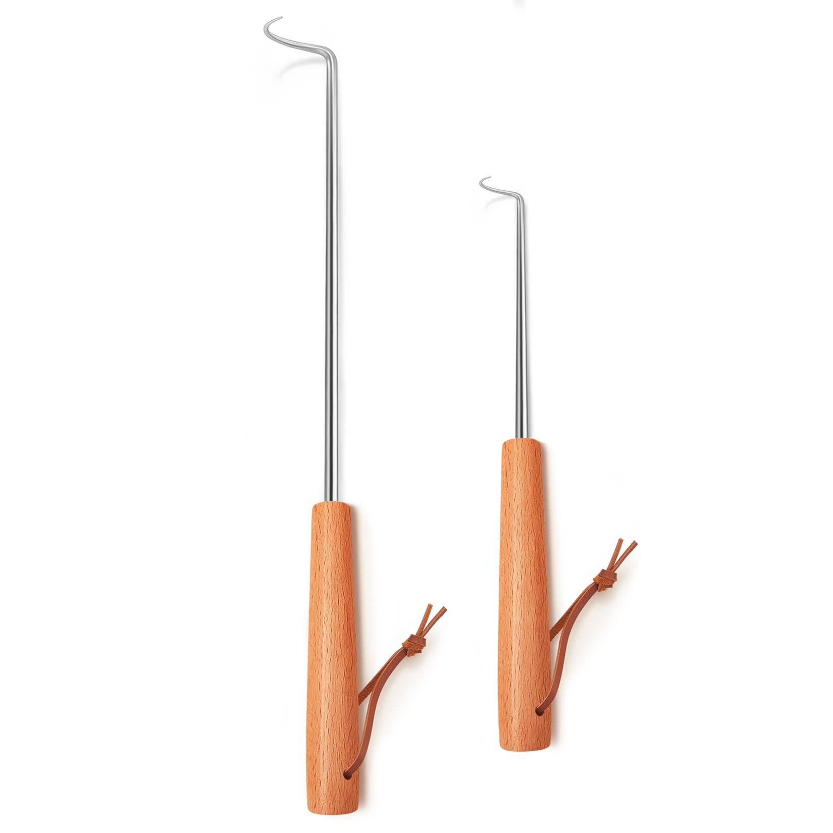 Joyfair Pigtail Food Flipper Set Of 2 (17 & 12 Inch), Stainless Steel Meat Hook & Turner For Grilling, Flipping And Turning, Gri