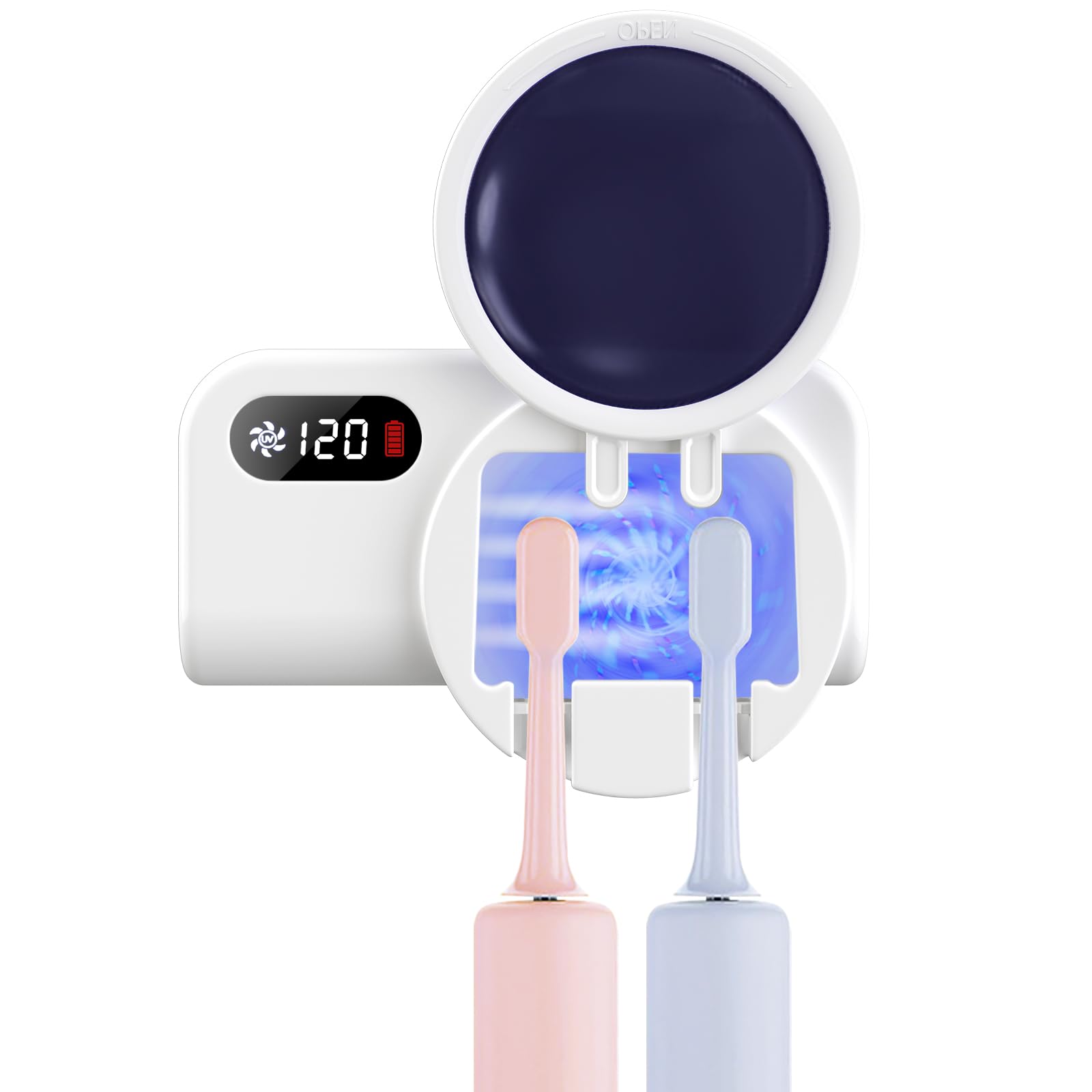 TAISHAN UV Sanitizer Toothbrush Case,Portable Mini Toothbrush Holder with Fan Drying Function,Kills 99.9% of Germs,Fits All Toot
