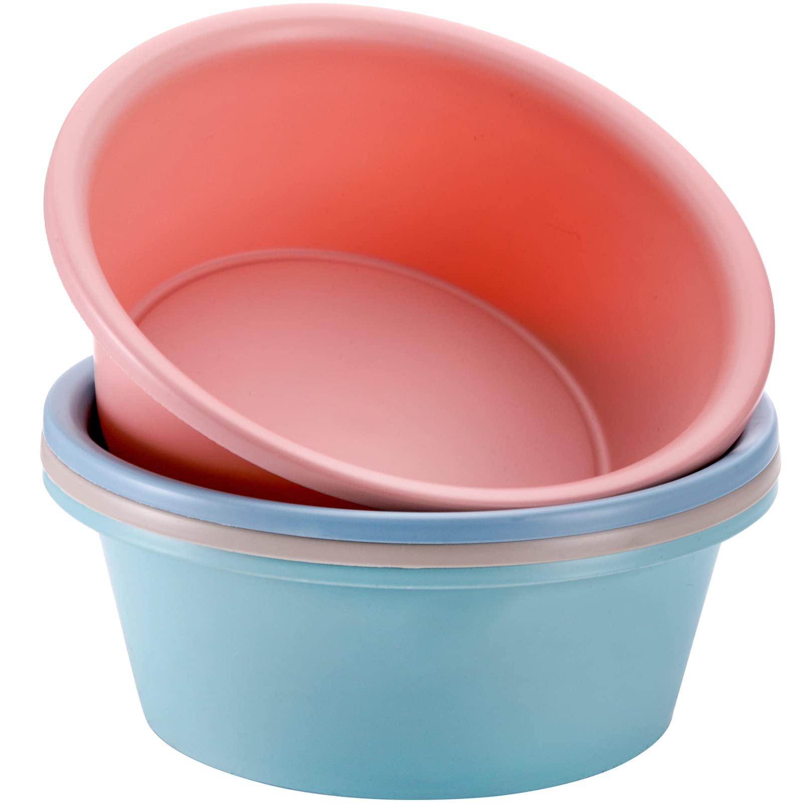 Avla 4 Pack Round Plastic Wash Basin, 5 Quart Stackable Camping Dishpan, Portable Vegetable Fruit Dish Tub, Pp Small Multipurpos