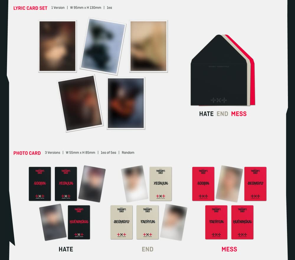 Big Hit Txt Tomorrow X Together - Minisode 2 : Thursday'S Child 4Th Mini Album+Extra Photocards Set (Hate Ver, 1 Folded Poster),