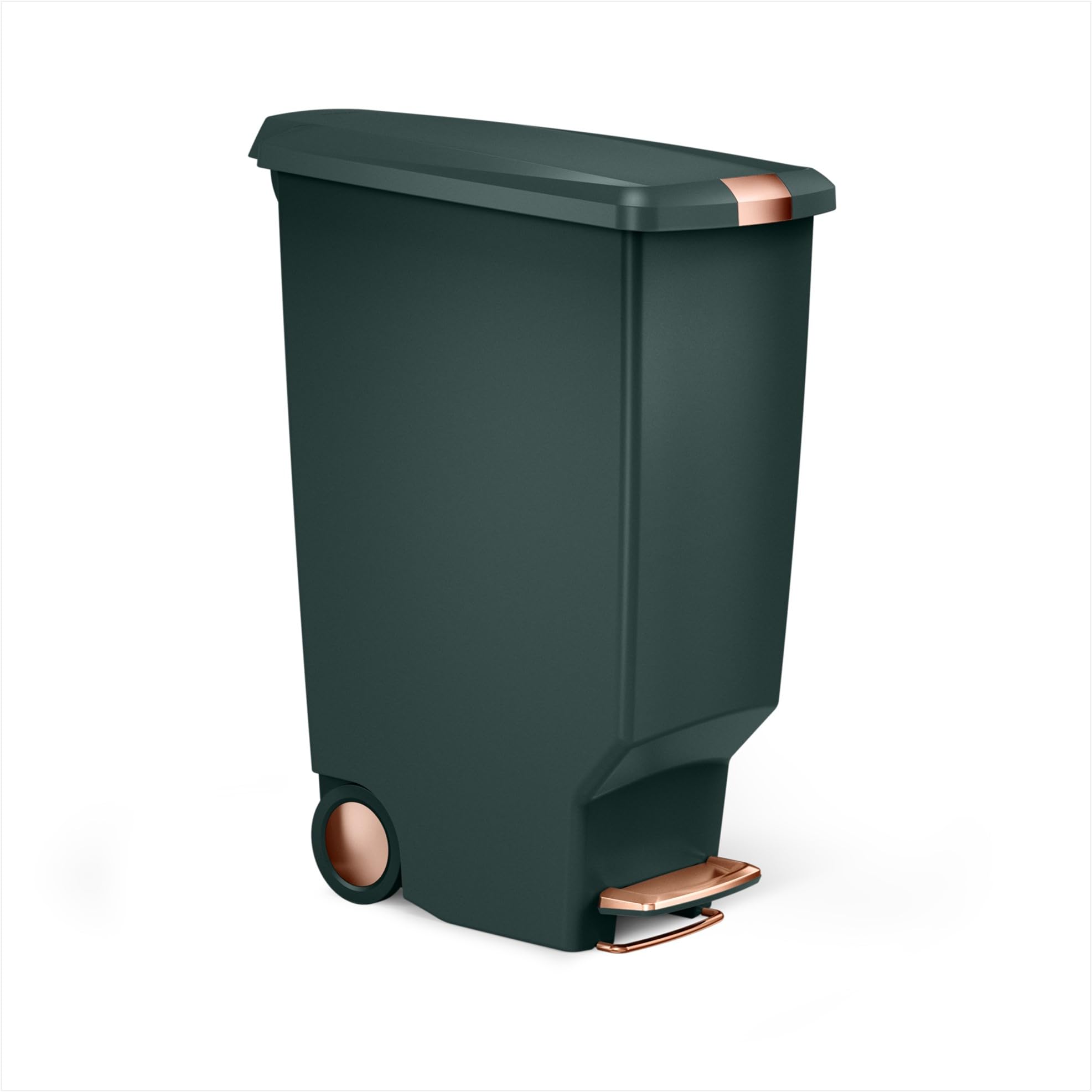 simplehuman 40 Liter / 10.6 Gallon Hybrid Slim Kitchen Step Trash Can with Secure Slide Lock, Hunter Plastic