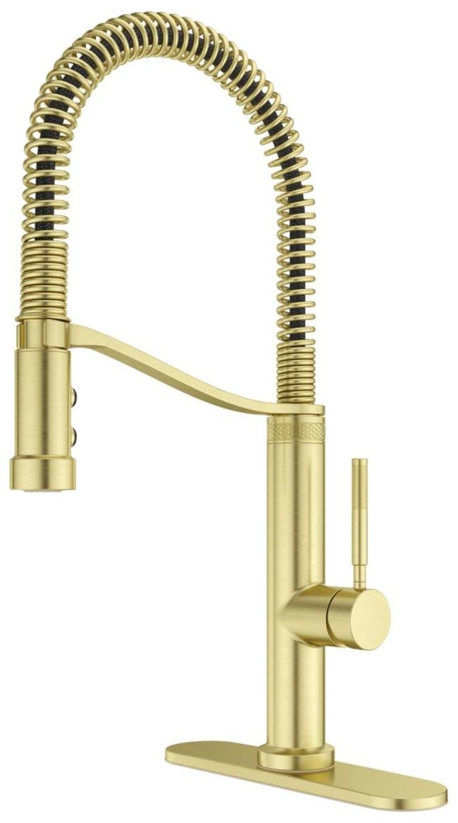 Pfister, GT529-BRUBG, Bruton 1.8 GPM Single Hole Pre-Rinse Kitchen Faucet, Brushed Gold