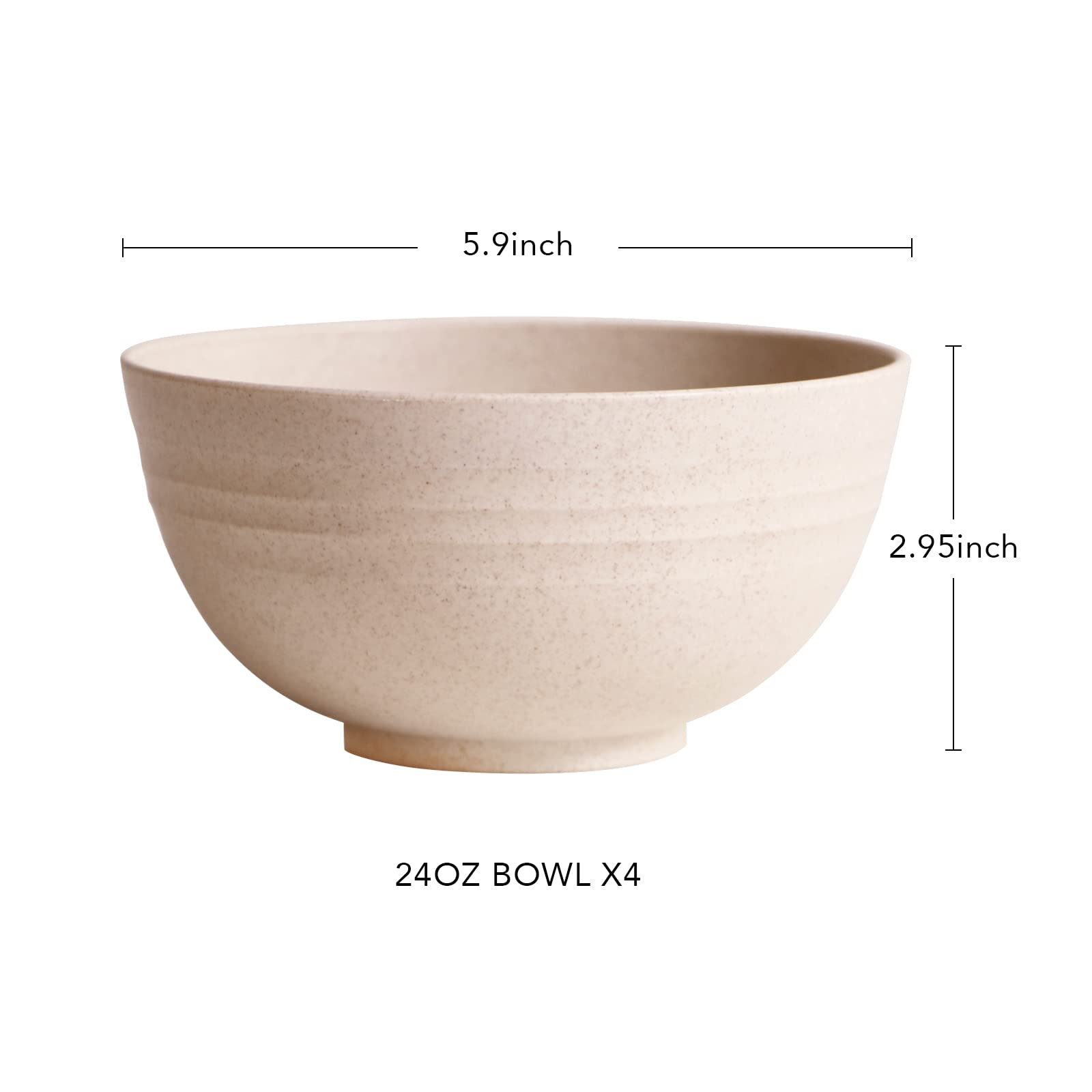 Greenandlife Lightweight & Unbreakable Wheat Straw Bowl - Noodle Fruit Soup Bowl Rice Bowls Dishwasher Microwave Safe Set 4Pcs