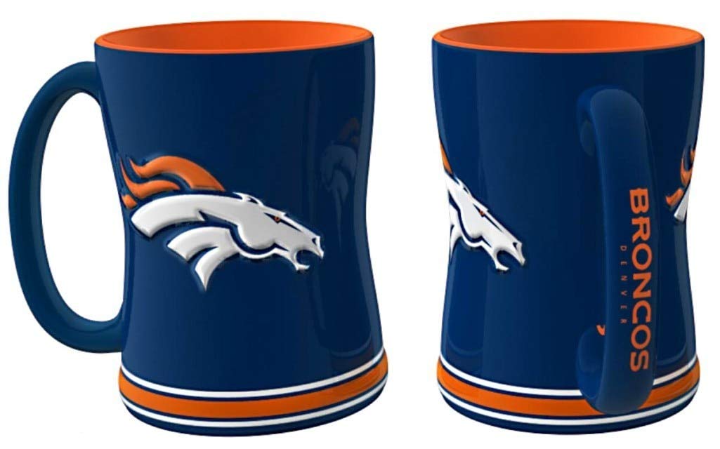 Denver Broncos 15 Ounce Sculpted Logo Relief Coffee Mug