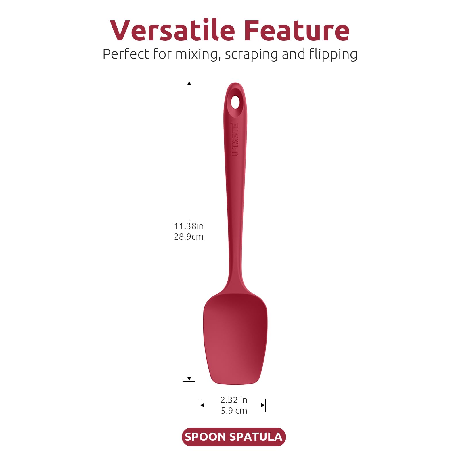 U-Taste Silicone Spoon Spatula Set, 600Af High Heat Resistant Bpa-Free Flexible Rubber Scraper, One-Piece Cooking Mixing Baking