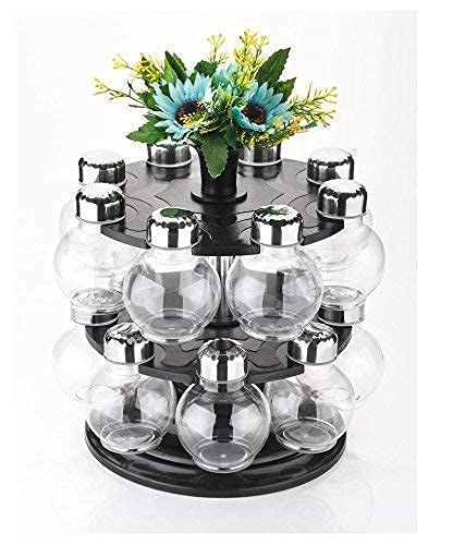 Rubby Multipurpose Plastic Big Revolving Spice Rack 16 In 1 / Masala Rack Set/Condiment Set/Spice Container
