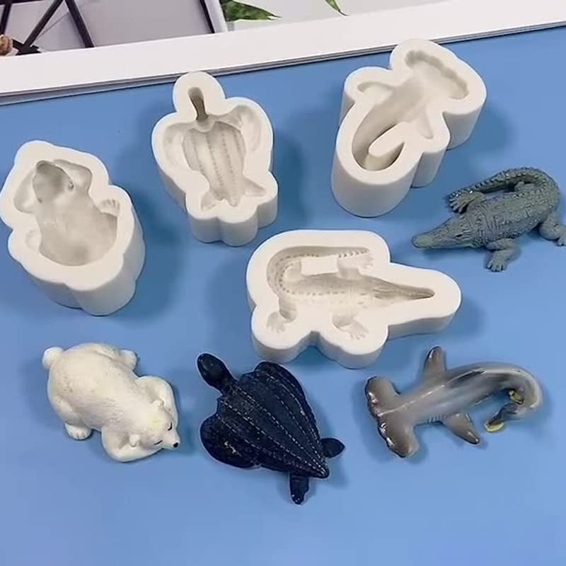 Cestony 4Pcs 3D Animal Turtles Sharks Crocodiles Polar Bears Silicone Molds For Diy Cake Fondant Biscuit Cookies Soap Sugar Pudd