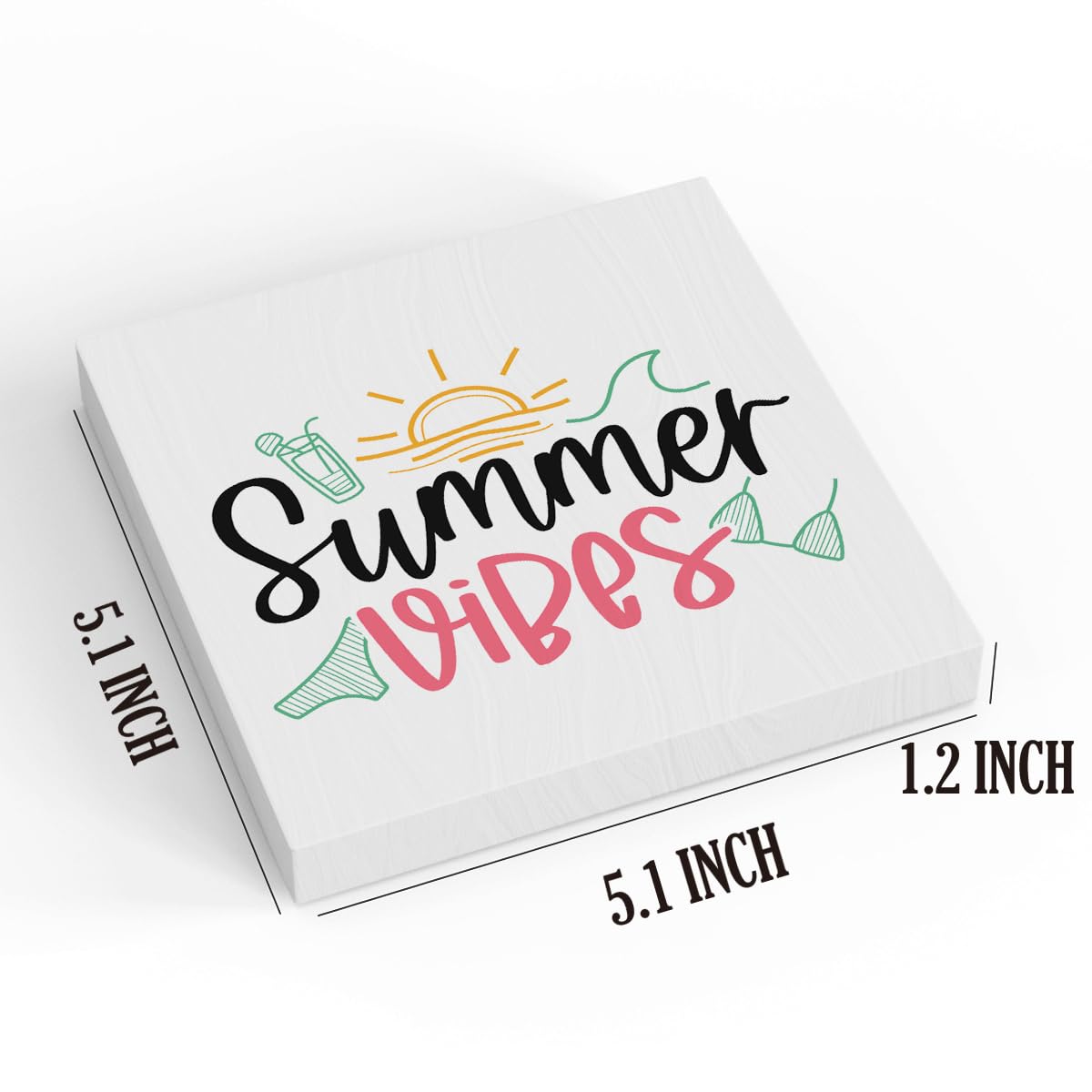 Summer Room Decor, Summer Vibes Beachy Decor for Home Office Farmhouse Wooden Box Sign Plaque for Bathroom Bedroom Living Room C